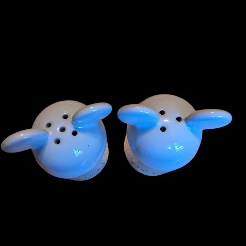 Disney Gourmet Mickey Mouse Salt & Pepper Shaker Set Ceramic Blue and White